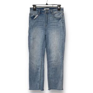 Harper Heritage Women's‎ High-Rise Raw Hem Straight Leg Jeans Blue Size 28